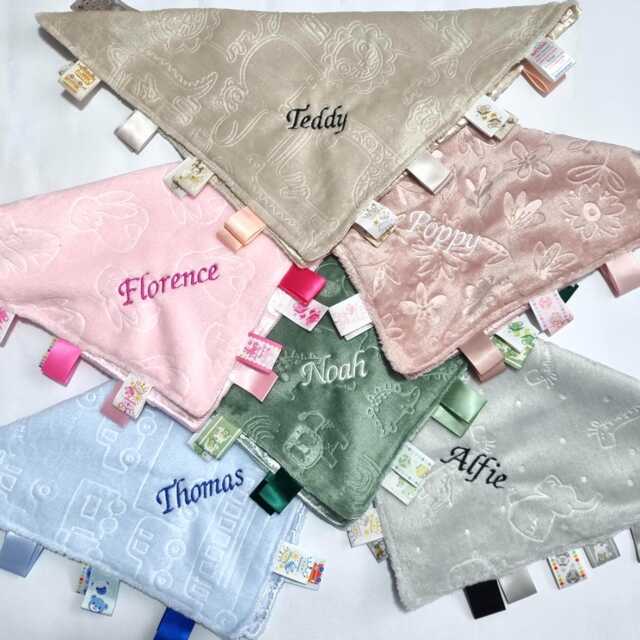Personalised Baby Taggy Blanket Embossed Material - image 1