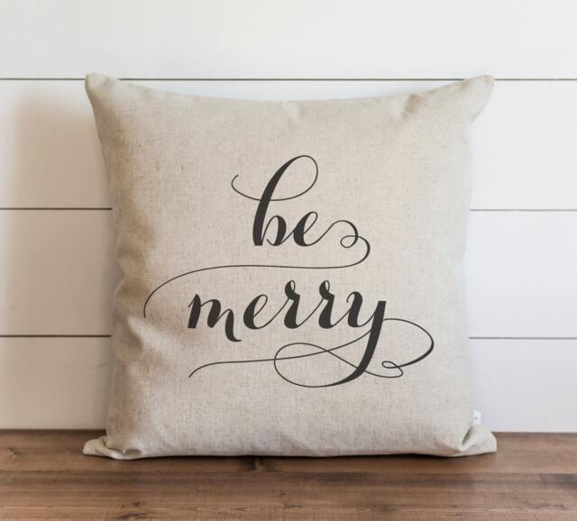 Be Merry 20 X Pillow Cover // Christmas Holiday Throw Gift Accent - image 1
