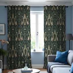 Dark Green Art Nouveau Curtains, Botanical Drapes, Classic Floral Pattern, Made To Measure Window Panels - thumbnail 3