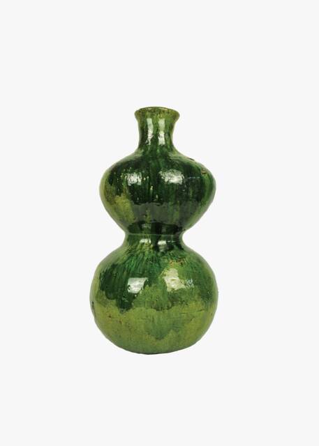 Mid-Season Sale Moroccan Green Unique Glaze Tamegroute Ceramics, Abstract Curvy Lady Vase Sculpture, Handmade Ceramic Pottery, Craftsmanship - image 1