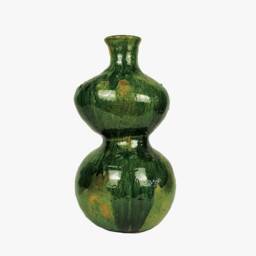 Mid-Season Sale Moroccan Green Unique Glaze Tamegroute Ceramics, Abstract Curvy Lady Vase Sculpture, Handmade Ceramic Pottery, Craftsmanship - thumbnail 2