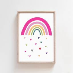 Set Of 6 Girls Nursery Prints, Rainbow Bedroom Wall Art, Rainbow, Playroom Pink - thumbnail 2
