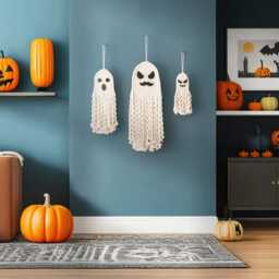 Macrame Ghost, Gothic Decor, Witch Tapestry, Spooky Gift, Dark Academia, Home Halloween Sign, Ghost Wall Hanging V72 - thumbnail 4