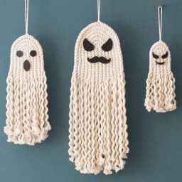 Macrame Ghost, Gothic Decor, Witch Tapestry, Spooky Gift, Dark Academia, Home Halloween Sign, Ghost Wall Hanging V72 - thumbnail 1