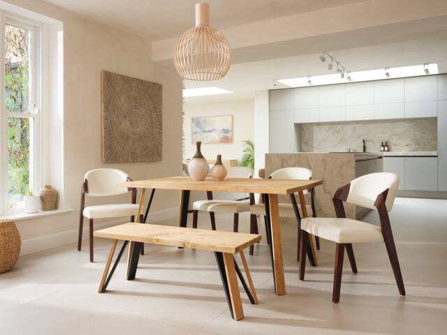 Calia Style Rustic Dining Table Industrial Wood Handmade Bh Legs Wooden/Steel Black - image 1
