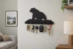 Walking Black Bear Leash Key Holder - [4500007] - thumbnail 1