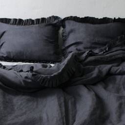 Linen Pillowcases With Ruffles, Set Of 2, Ruffle Pillowcase Sets, Natural Bedding, Pillow Shams Euro, Queen, King - thumbnail 2