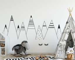 Patterned Mountains Wall Decal - Mountain Decal, Woodland Nursery, Tribal Decals, Scandinavian Nursery - thumbnail 1