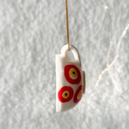 Christmas Ornament , Teacup Ornament, Ceramic Mug Porcelain Decor, Tiny Cup - thumbnail 3