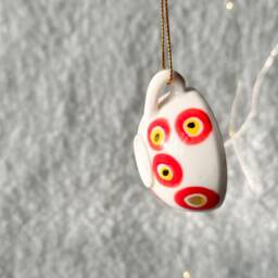 Christmas Ornament , Teacup Ornament, Ceramic Mug Porcelain Decor, Tiny Cup - thumbnail 4