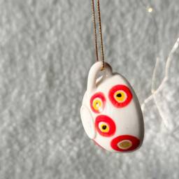 Christmas Ornament , Teacup Ornament, Ceramic Mug Porcelain Decor, Tiny Cup - thumbnail 2