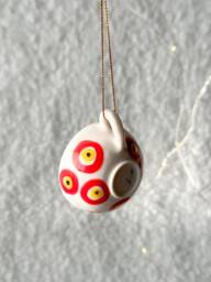Christmas Ornament , Teacup Ornament, Ceramic Mug Porcelain Decor, Tiny Cup