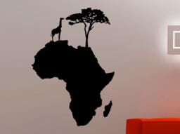 Africa Map Wall Decal Sticker African Animal Tree Decorations Home Living Room Bedroom Decor Vinyl Art Removable 4Afz - thumbnail 1
