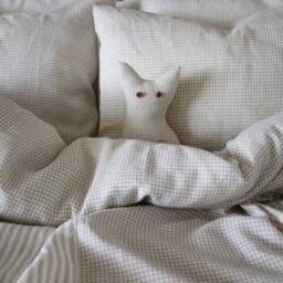 striped & Checked Linen Bedding Set Handmade Flax Duvet Cover - thumbnail 4
