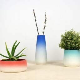 Handmade Porcelain Flowerpot, Rotating Modern Planter, Matte Glaze - thumbnail 4