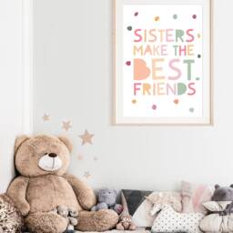 Sisters Make The Best Friends Print, Sister Prints, Wall Art, Girls Bedroom, Sibling Playroom, Nursery Prints - thumbnail 3