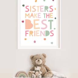 Sisters Make The Best Friends Print, Sister Prints, Wall Art, Girls Bedroom, Sibling Playroom, Nursery Prints - thumbnail 2