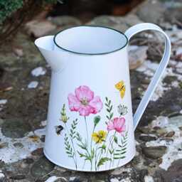 Floral Jug Metal Vase - Outdoor Garden Planter Flower Pot Trough Churn Home Decor