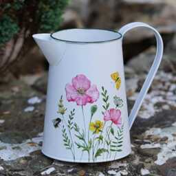 Floral Jug Metal Vase - Outdoor Garden Planter Flower Pot Trough Churn Home Decor - thumbnail 2