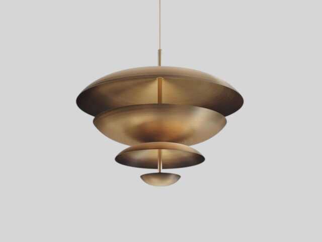 Mid-Century Raw Brass Chandelier - 6 Light Cosmic Pendant - image 1