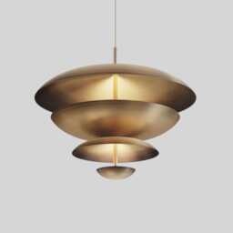 Mid-Century Raw Brass Chandelier - 6 Light Cosmic Pendant - thumbnail 2