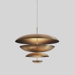 Mid-Century Raw Brass Chandelier - 6 Light Cosmic Pendant - thumbnail 3