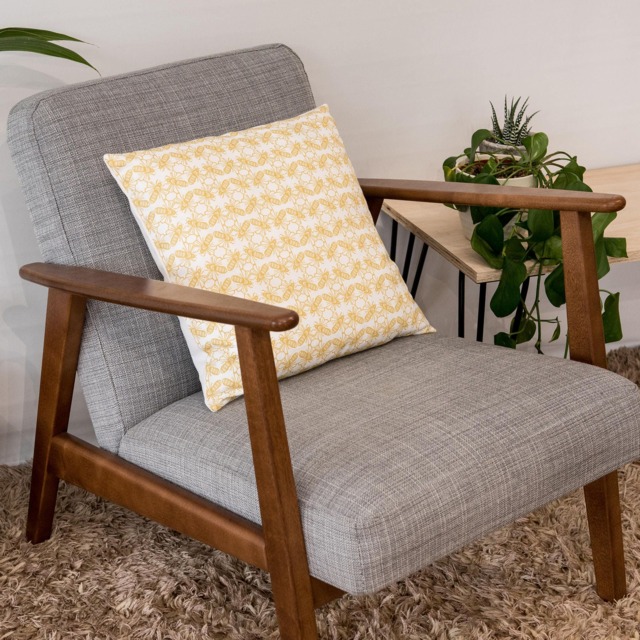 Lino Print Bee Cushion - Contemporary Honeycomb Throw Pillow - image 1