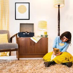 Lino Print Bee Cushion - Contemporary Honeycomb Throw Pillow - thumbnail 3