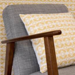Lino Print Bee Cushion - Contemporary Honeycomb Throw Pillow - thumbnail 2