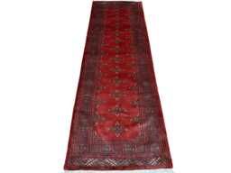 2.6x8 Rust 3 Ply Handmade Bokhara Runner Rug - Hallway Stairs Carpet, Extra Thick Pile - thumbnail 1