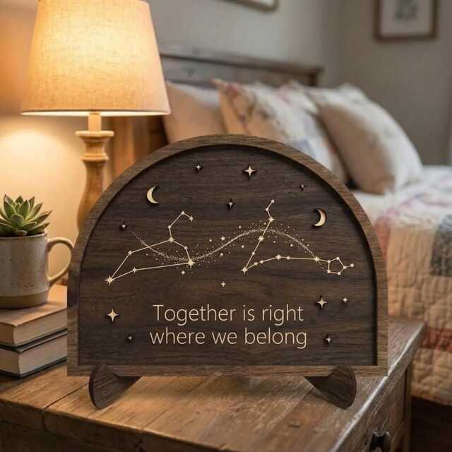 Custom Star Constellation Wooden Sign Together Is Right Where We Belong Gift For Her Him Anniversary Wedding Decor Celestial Wall Art - image 1