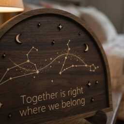 Custom Star Constellation Wooden Sign Together Is Right Where We Belong Gift For Her Him Anniversary Wedding Decor Celestial Wall Art - thumbnail 3
