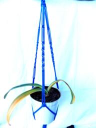 Blue Macrame Plant Hanger 28 Inches 3mm - Gift Idea Indoor Outdoor Hanging Planter Macrame Plant Holder Wall Hanging - thumbnail 1