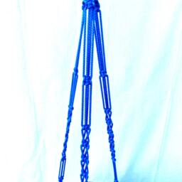 Blue Macrame Plant Hanger 28 Inches 3mm - Gift Idea Indoor Outdoor Hanging Planter Macrame Plant Holder Wall Hanging - thumbnail 2