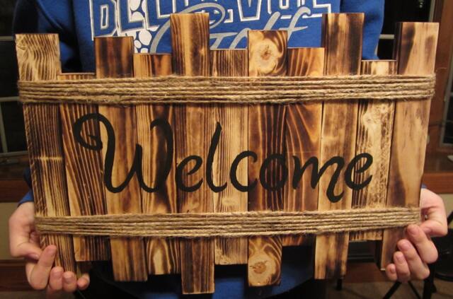 Rustic Welcome Sign, Rustic Home Decor, Wall Art, Burnt Burned Charred Wood, Country Home, Farmhouse, Rural - image 1