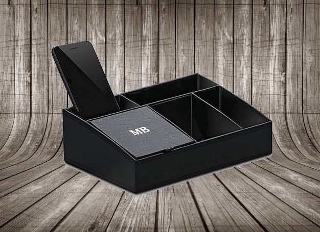 Customized Beside Organizer - Personalized Docking Station Faux Leather Gifts For Guys Men's Men - image 1