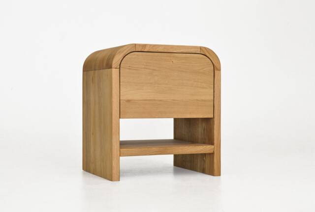 Pair Of Nightstands, Set Wood Bedside Tables, Side Table, End Table With Drawer & Shelf Solid Oak Sofa Custom Handmade Furniture - image 1