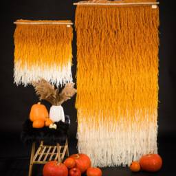 Saule - Orange Ombre Shaggy Wall Hanging Handwoven Wool Fringe Tapestry - thumbnail 3