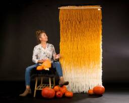 Saule - Orange Ombre Shaggy Wall Hanging Handwoven Wool Fringe Tapestry