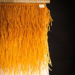 Saule - Orange Ombre Shaggy Wall Hanging Handwoven Wool Fringe Tapestry - thumbnail 2