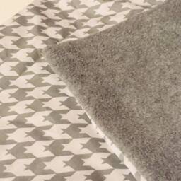 Reduced - Monochrome Houndstooth Nursery Set The Perfect New Baby Gift Grey & White Blanket, Cushion & Bib - thumbnail 2