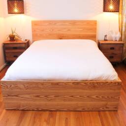 Modern Solid Wood Bed Frame, Customizable Bed, Handmade Head Board - thumbnail 3