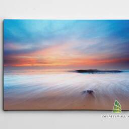 Cool Blue Sunset On Serene Beach Sea Canvas Art Wall Print Picture Ready To Hang Framed Home Decor -C222 - thumbnail 2