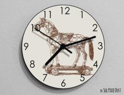 Horse On Wheels Wall Clock - Kids Nursery Room, Teens Baby Room - thumbnail 1