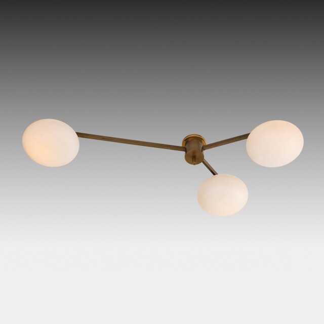 Mid Century Modern Brass Angelo Lelii Tre Lune Ceiling Light - 3-Light Flush Mount- Sputnik Style Semi Chandelier - image 1
