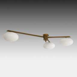 Mid Century Modern Brass Angelo Lelii Tre Lune Ceiling Light - 3-Light Flush Mount- Sputnik Style Semi Chandelier - thumbnail 3