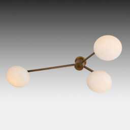 Mid Century Modern Brass Angelo Lelii Tre Lune Ceiling Light - 3-Light Flush Mount- Sputnik Style Semi Chandelier - thumbnail 2