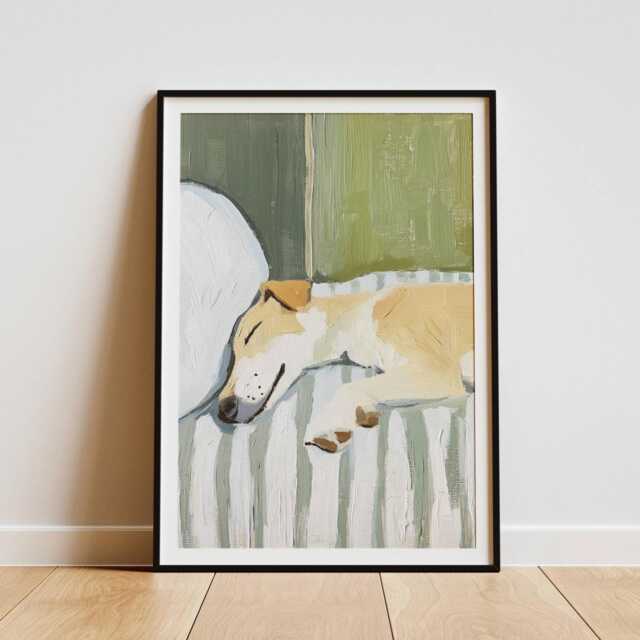 Whippet Wall Art Print - Peaceful Poster, Elegant Dog Decor, Calm Pet Gift For Home, Neutral Artwork - image 1