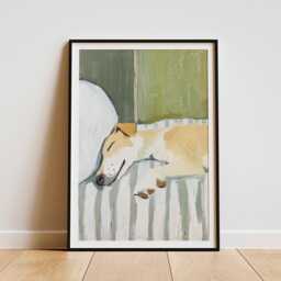Whippet Wall Art Print - Peaceful Poster, Elegant Dog Decor, Calm Pet Gift For Home, Neutral Artwork - thumbnail 1