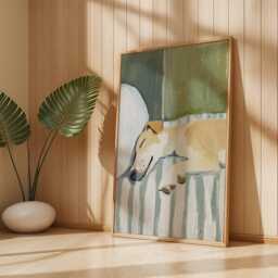 Whippet Wall Art Print - Peaceful Poster, Elegant Dog Decor, Calm Pet Gift For Home, Neutral Artwork - thumbnail 3